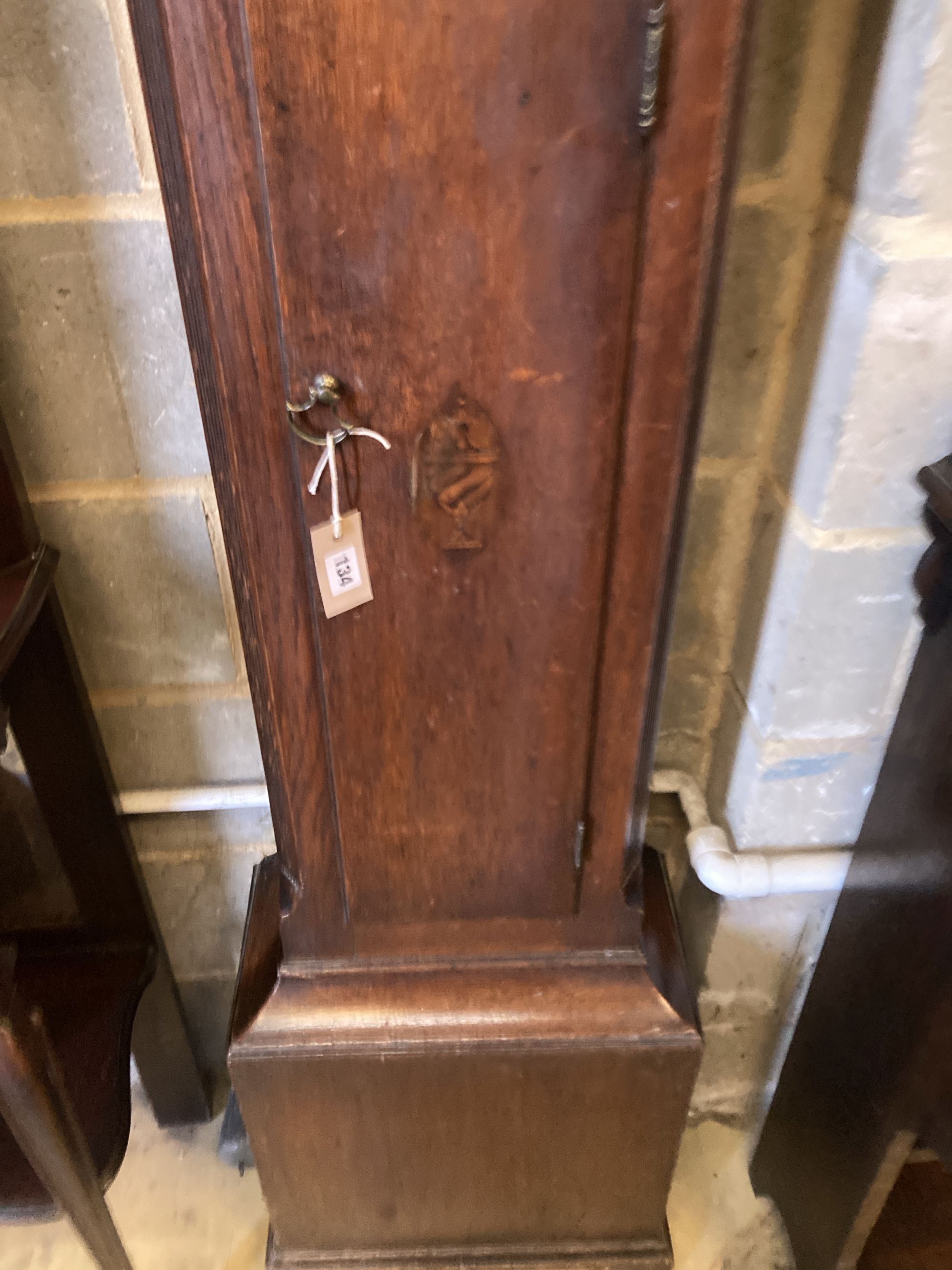 An early 19th century oak longcase clock, height 212cm
